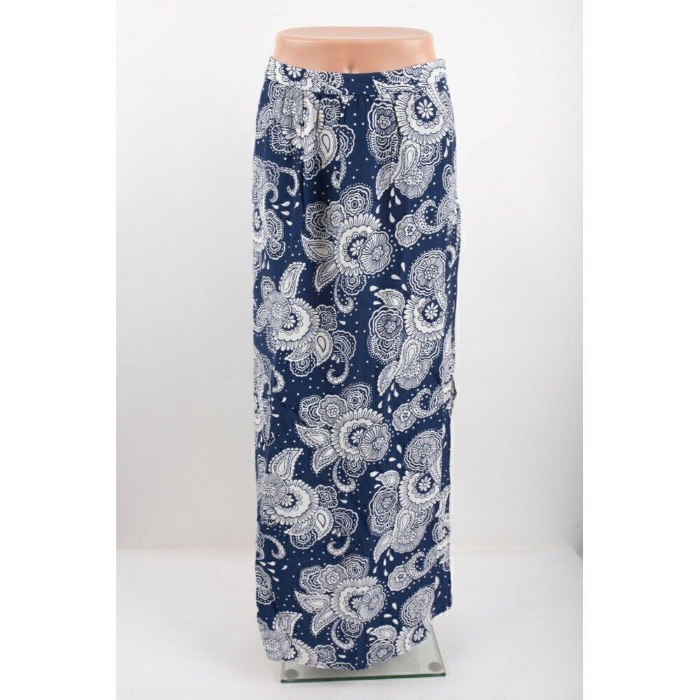 Boden Womens Juliette Maxi Paisley Skirt Cupro UK 8 US 4 Blue White Long NWT